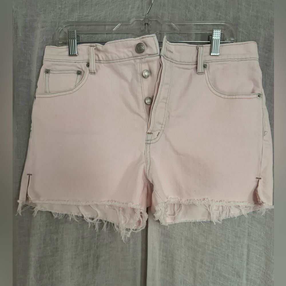 Gap Womens High Rise 3 inch Stretch Denim Shorts Light Pink SZ 30 EUC